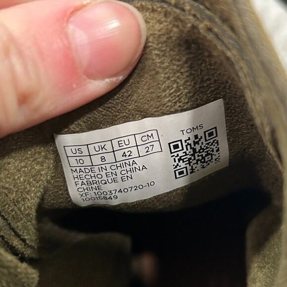 TOMS Green Leather Lace Up Heeled Moto Combat Ankle Boots Booties 10 - Picture 9 of 9